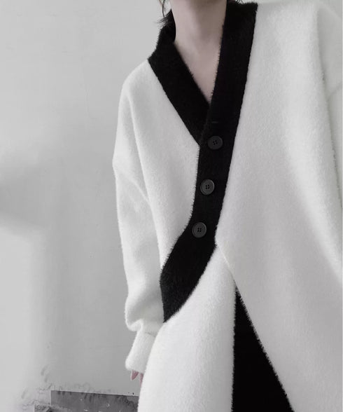 Diagonal Button Knit Top